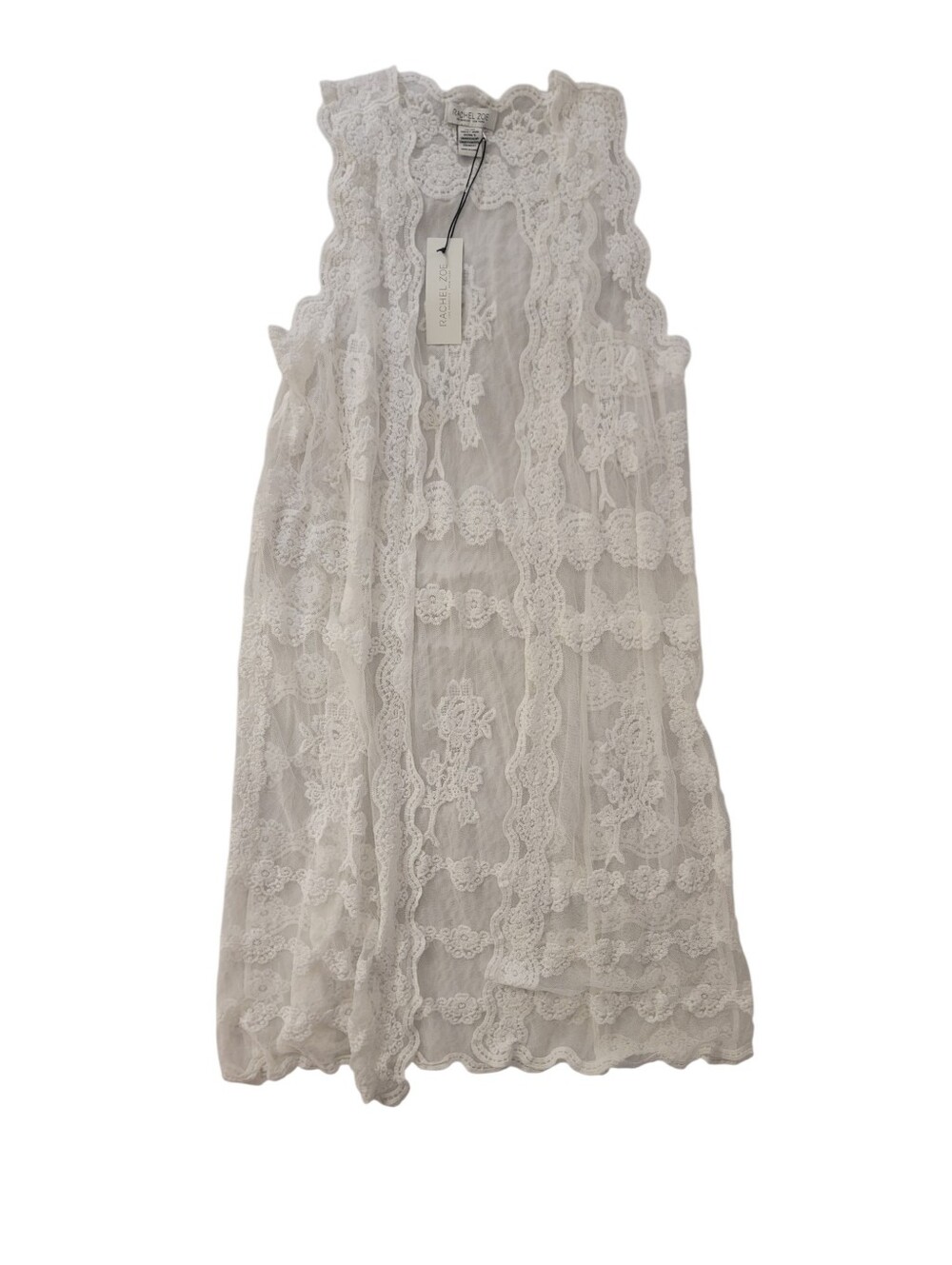 NWT Rachel Zoe Boho White Lace Crochet Duster Vest - Women's One Size - Picture 4 of 10